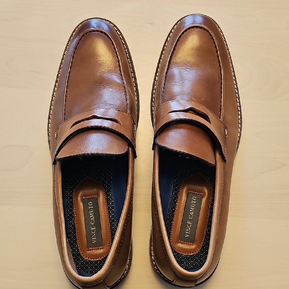 Vince Camuto Men's Tan Leather Slip-Ons
